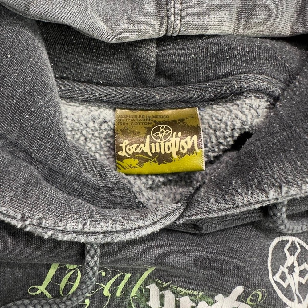 Local Motion Cutoff Hoodie Men's XL Gray Distressed Sleeveless Surf Sweatshirt - Picture 4 of 7